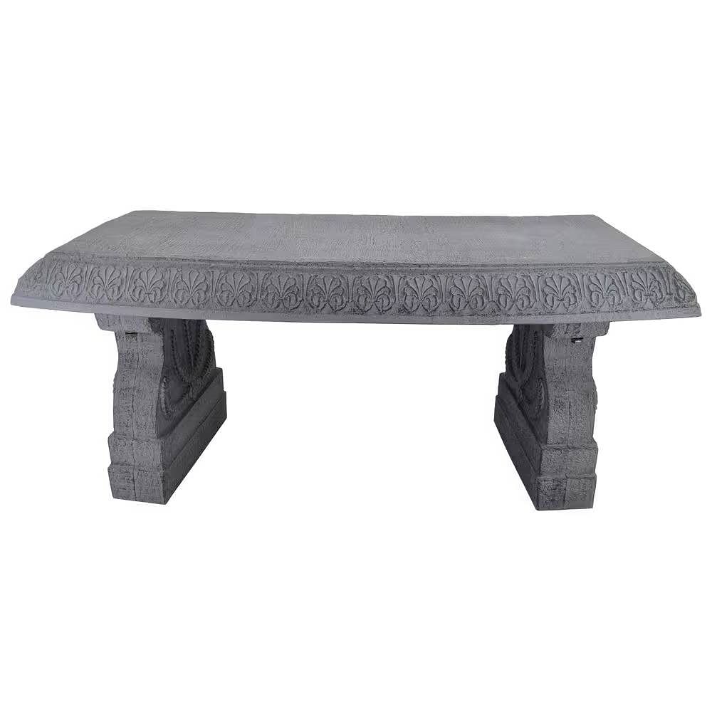 Outdoor Fiber-Clay Garden Bench in Grey Stone Finish - Free Shipping 