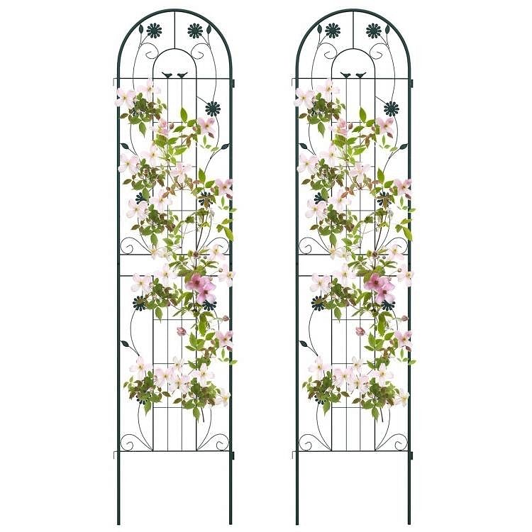 2 Pack - 7-ft Galvanized Steel Outdoor Garden Trellis in Green Metal Finish - Free Shipping