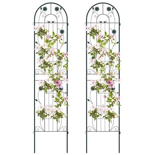 2 Pack - 7-ft Galvanized Steel Outdoor Garden Trellis in Green Metal Finish - Free Shipping