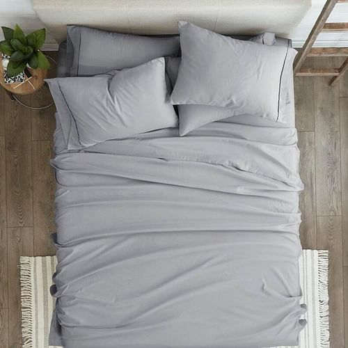 Twin size 4 Piece Grey Wrinkle Resistant Microfiber Polyester Sheet Set - Free Shipping