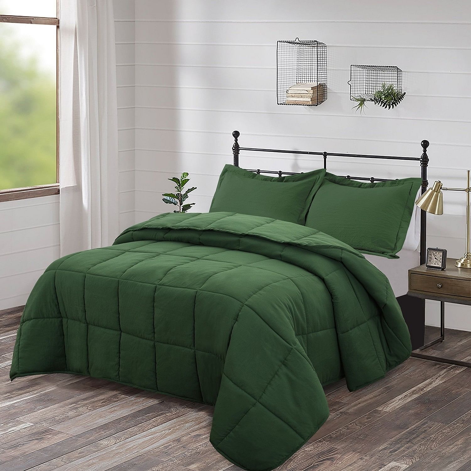 Twin Size Green 3 Piece Microfiber Reversible Comforter Set - Free Shipping