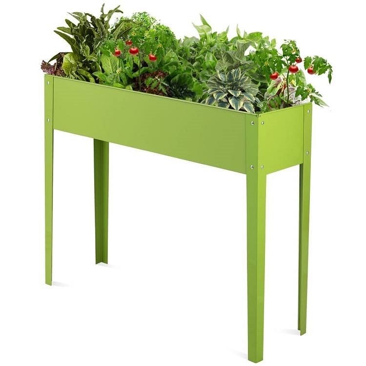 Green Heavy Duty Galvanized Steel Outdoor Elevated Raised Garden Planter - Free Shipping 