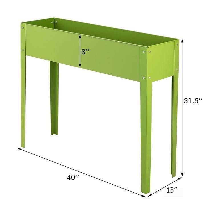 Green Heavy Duty Galvanized Steel Outdoor Elevated Raised Garden Planter - Free Shipping 