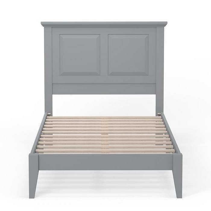 Twin Traditional Solid Oak Wooden Platform Bed Frame with Headboard in Grey - Free Shipping