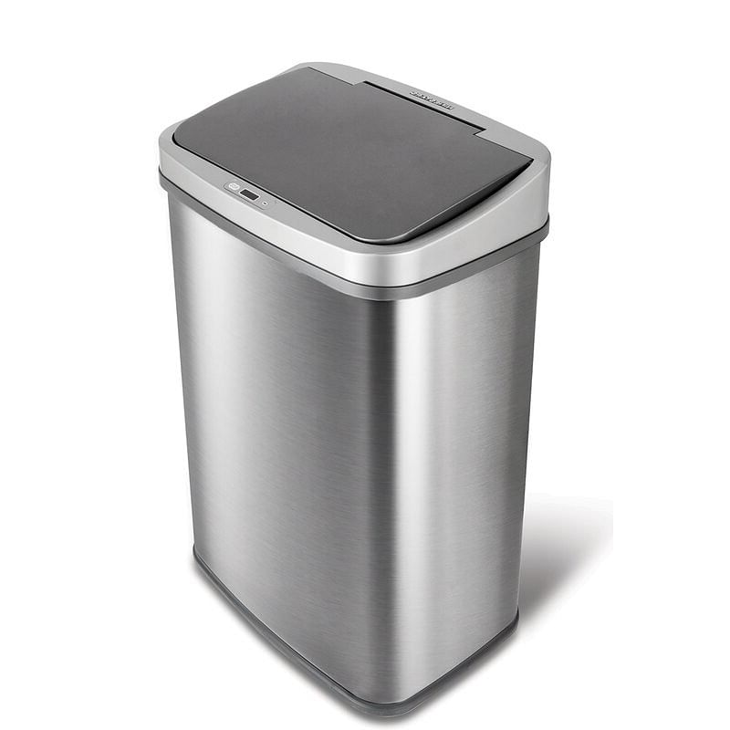 Grey 13-Gallon Stainless Steel Kitchen Trash Can with Motion Sensor Lid - Free Shipping 