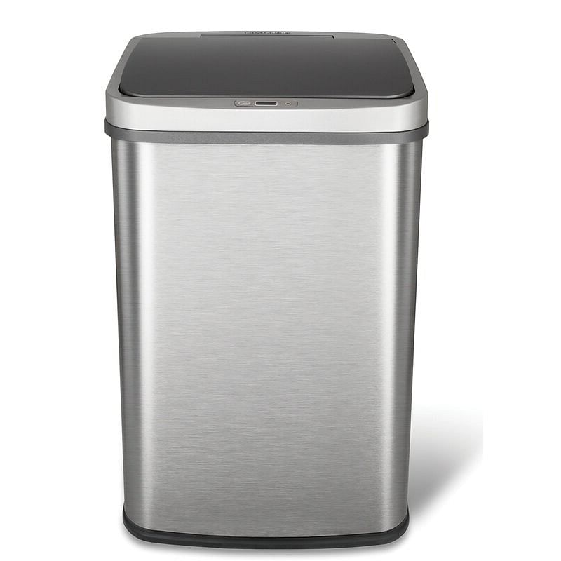 Grey 13-Gallon Stainless Steel Kitchen Trash Can with Motion Sensor Lid - Free Shipping