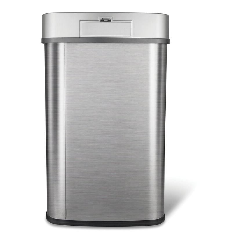 Grey 13-Gallon Stainless Steel Kitchen Trash Can with Motion Sensor Lid - Free Shipping