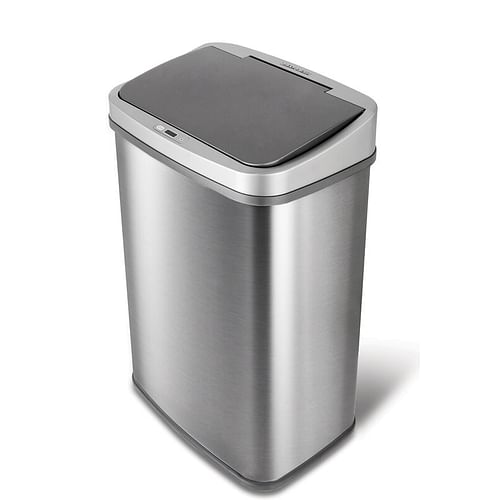 Grey 13-Gallon Stainless Steel Kitchen Trash Can with Motion Sensor Lid - Free Shipping