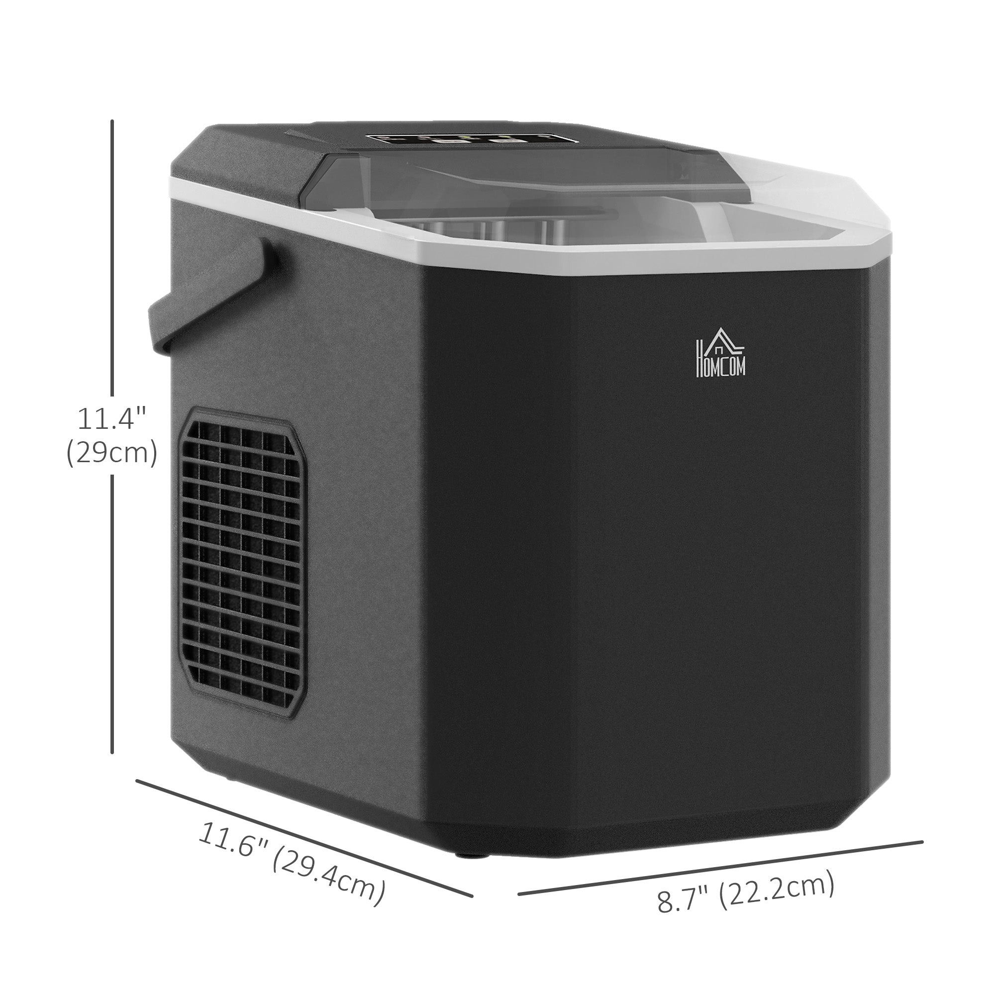 HOMCOM Ice Maker Machine Self Cleaning Portable Ice Cubes Capacity 26lbs/24Hrs 2 Bullet Ice Sizes 