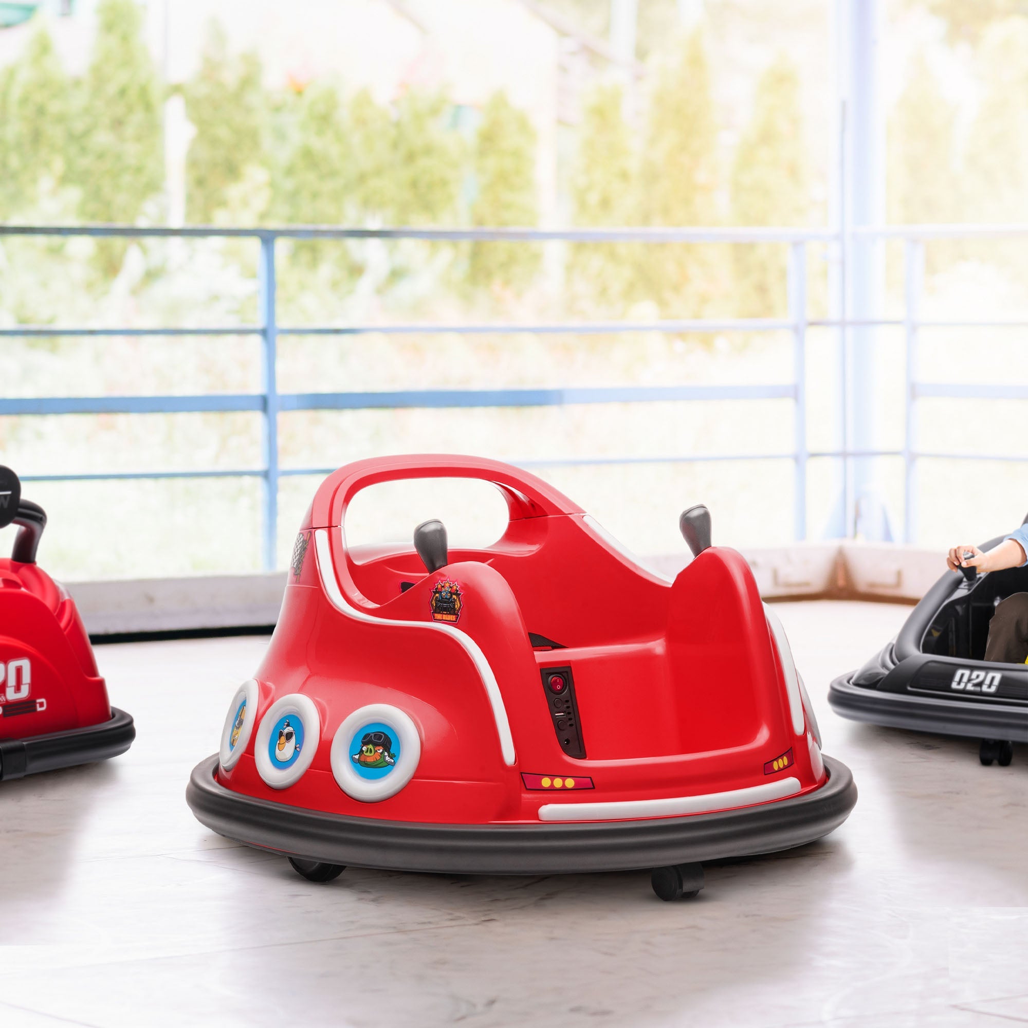 Qaba Angry Bird Licensed Electric Ride on Car, 12V Bumper Car for Kids w/ Dual Joysticks, 360 Degree Spin, Red 