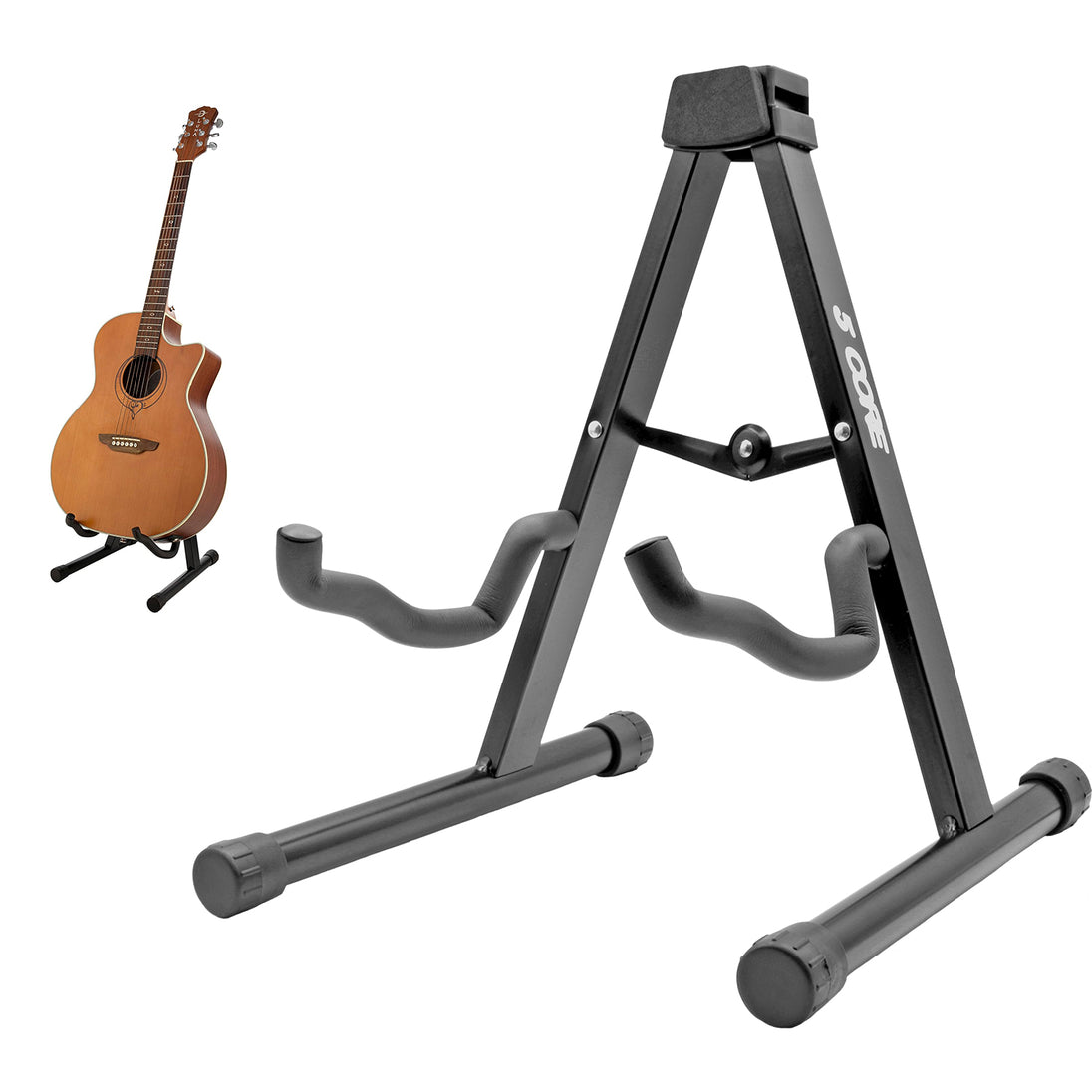 5Core Guitar Stand Floor A Frame Electric Acoustic Bass Soporte Para Guitarra BLACK