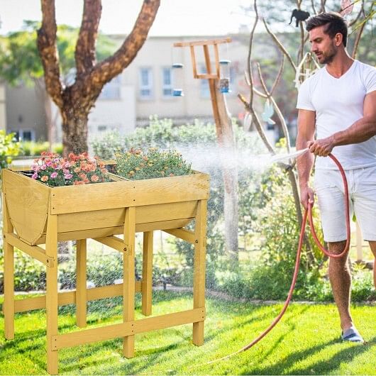 Raised Wooden Planter Vegetable Flower Bed with Liner - Free Shipping 