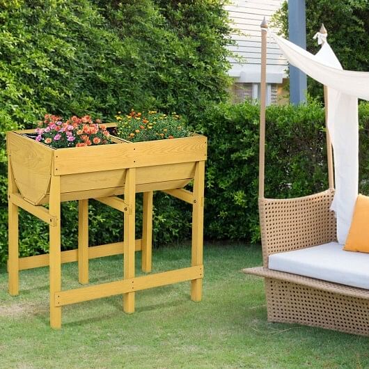 Raised Wooden Planter Vegetable Flower Bed with Liner - Free Shipping 