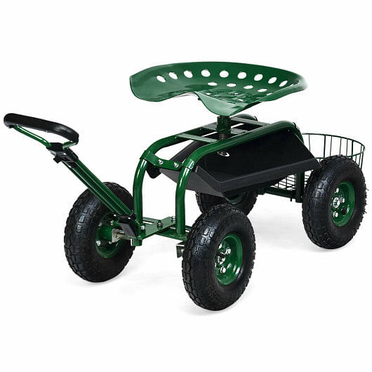 Heavy Duty Garden Cart with Tool Tray and 360 Swivel Seat - Free Shipping 