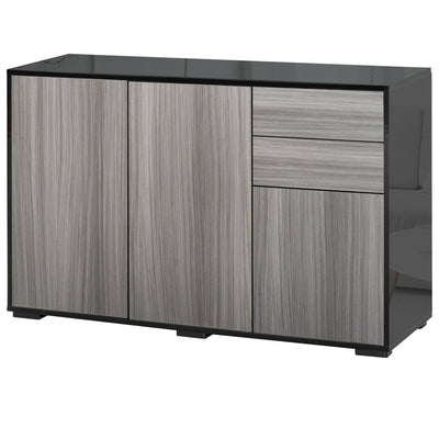 HOMCOM Coffee Companion: Kitchen Sideboard Storage Cabinet with Push-Open Drawers, Modern Design for Living Room, Black Hue 