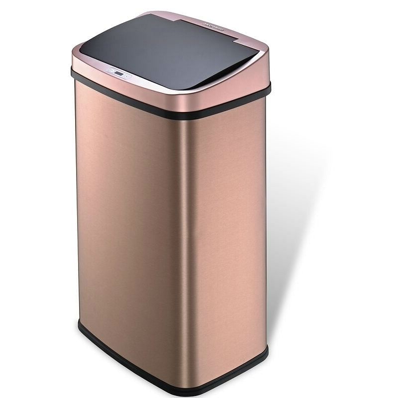 Gold Copper 13-Gallon Stainless Steel Kitchen Trash Can with Motion Sensor Lid - Free Shipping 