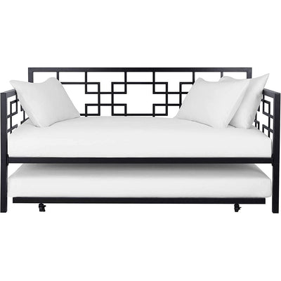 Black Metal Daybed Frame with Twin Pull-Out Trundle Bed - Free Shipping 