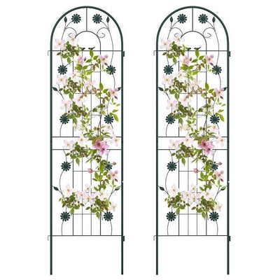 Set of 2- Outdoor 6-ft Galvanized Steel Garden Trellis in Green Metal Finish - Free Shipping 