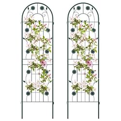 Set of 2- Outdoor 6-ft Galvanized Steel Garden Trellis in Green Metal Finish - Free Shipping