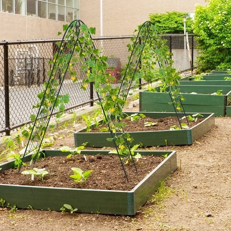 Set of 2- Outdoor 6-ft Galvanized Steel Garden Trellis in Green Metal Finish - Free Shipping