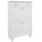 HOMCOM Compact Slim Shoe Storage 2 Flip Drawers Adjustable Shelves for 8 Pairs White Shoe Cabinet Organizer for Entryway