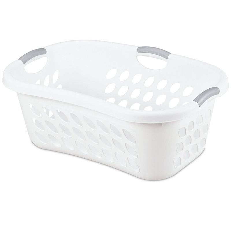 Set of 6 White Laundry Baskets w/ Carry Handles - Free Shipping