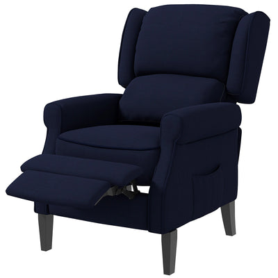 HOMCOM Push Back Recliner Chair with Vibration Massage, Extendable Footrest - Blue, Ideal for Living Room Comfort 