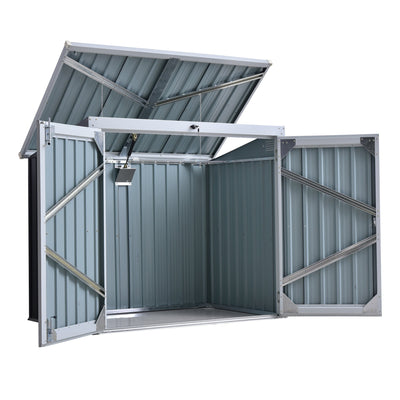 Outsunny 5ft x 3ft Outdoor Garbage Bin Storage Shed with Lockable Doors and Lid, Outside Storage Shed for Trash Can, Black 