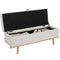 Storage Ottoman Bench, Foot Rest with Lift-Up Lid and Wood Legs, Linen Storage Chest for Living Room, Cream White