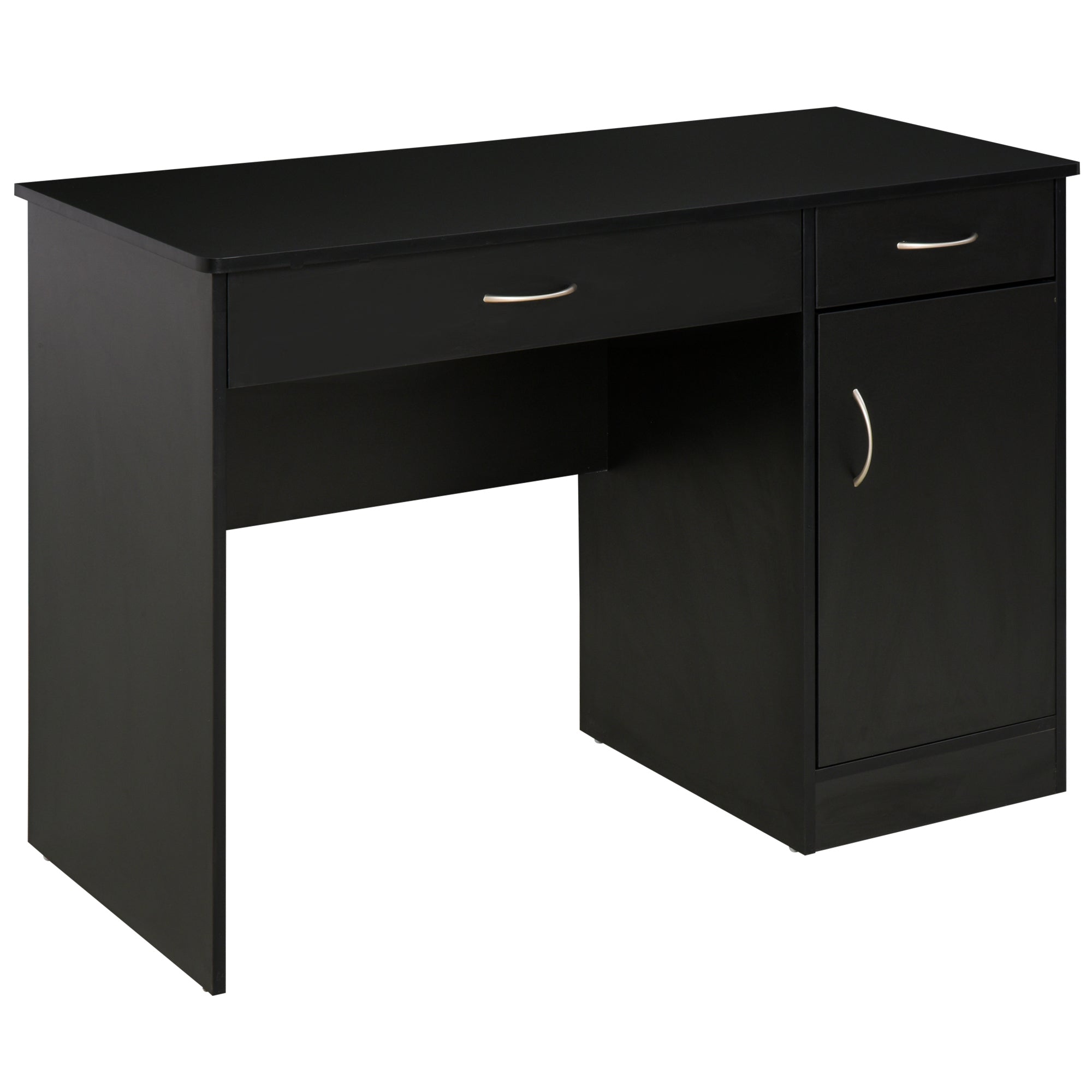 HOMCOM Computer Desk with Drawers Cabinet Adjustable Shelf Home Office Bedroom Compact Workstation Space Saving Design Black 