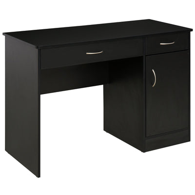 HOMCOM Computer Desk with Drawers Cabinet Adjustable Shelf Home Office Bedroom Compact Workstation Space Saving Design Black 