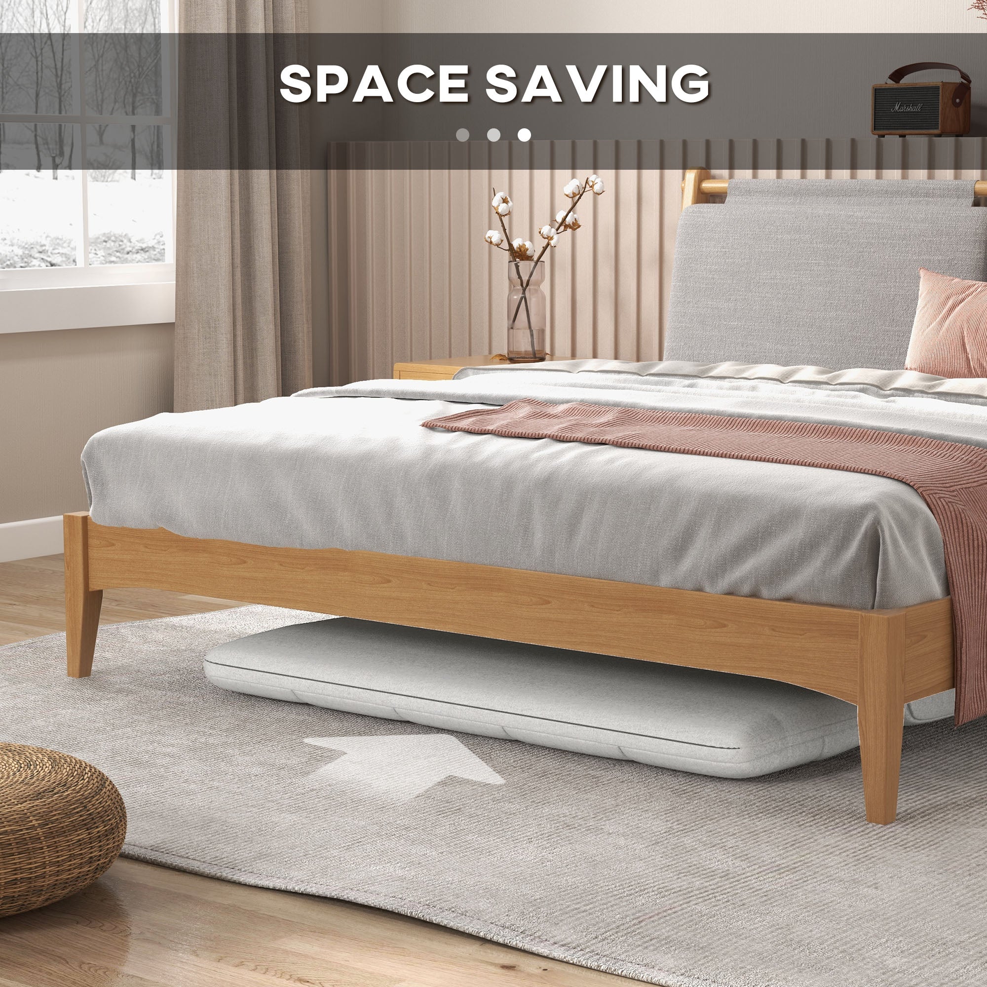 HOMCOM Convertible Floor Sofa, Foldable 2-Seater Lazy Sofa Sleeper with 9-position Backrest and 2 Pillows Cream White 