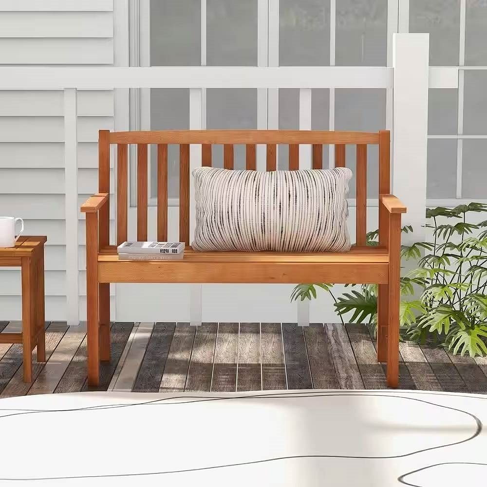 Solid Wood 4-Ft. Outdoor Patio Garden Bench - 800 lbs. Weight Capacity - Free Shipping