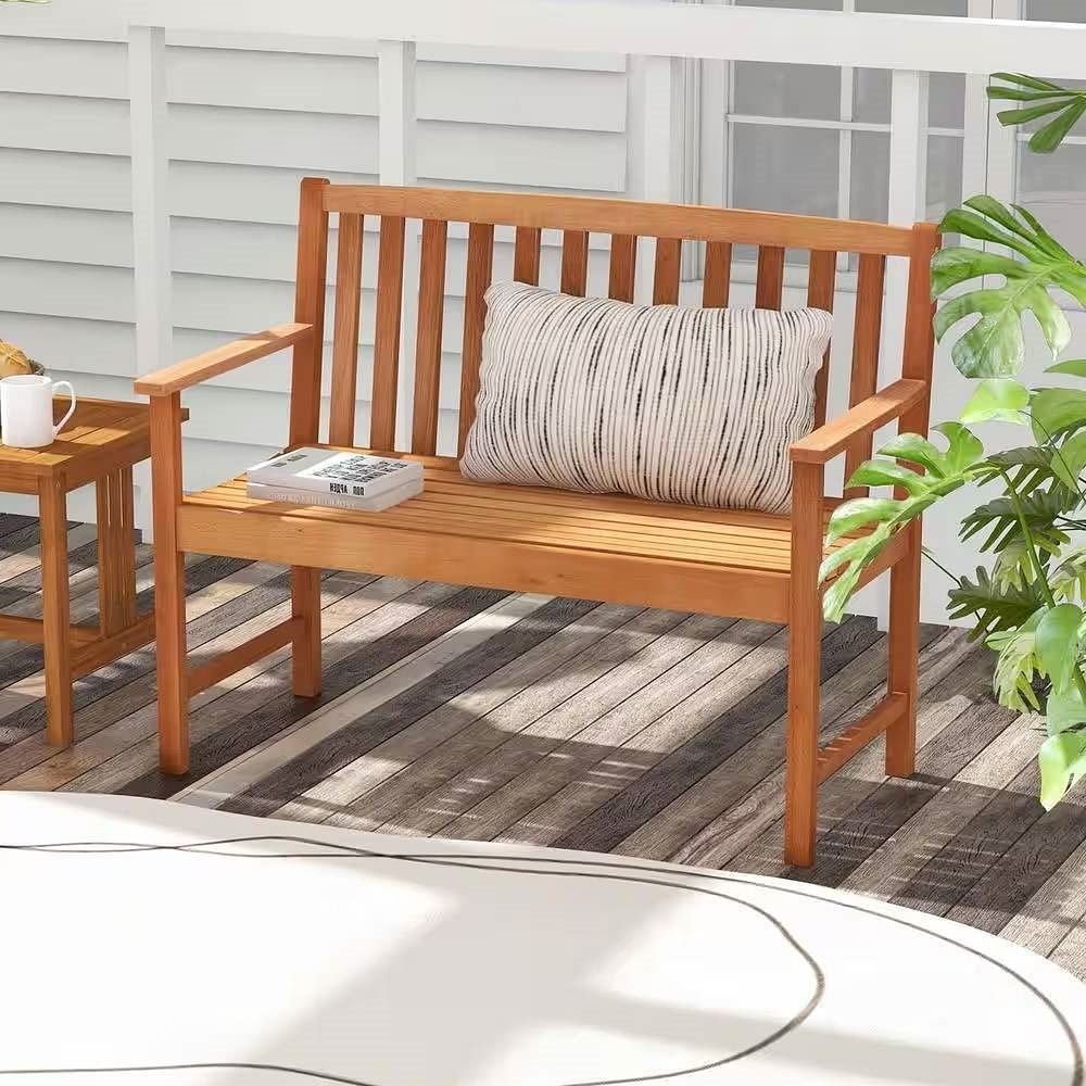 Solid Wood 4-Ft. Outdoor Patio Garden Bench - 800 lbs. Weight Capacity - Free Shipping