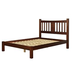 King Farmhouse Style Solid Wood Platform Bed Frame with Headboard in Cherry - Free Shipping 