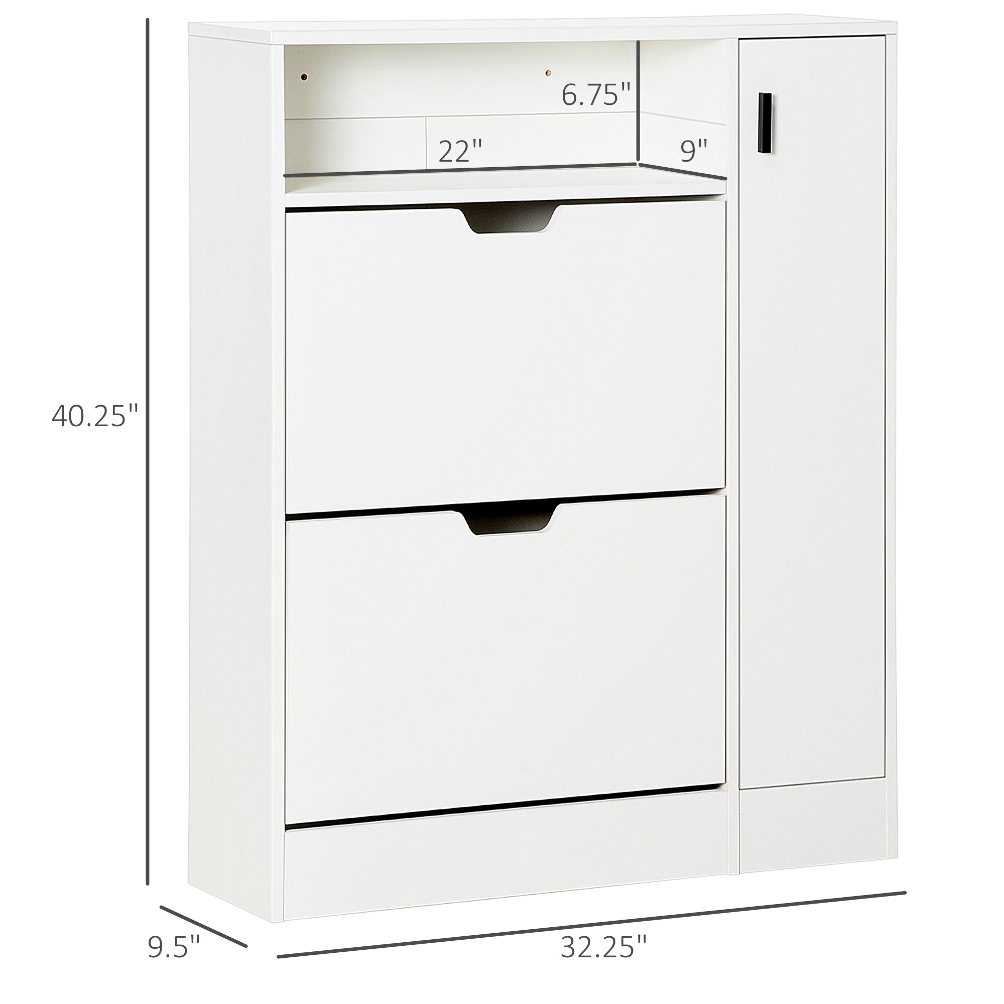 HOMCOM Contemporary Shoe Haven: 12-Pair Storage Cabinet with 2 Flip Drawers, Shelf, Open Umbrella Compartment 