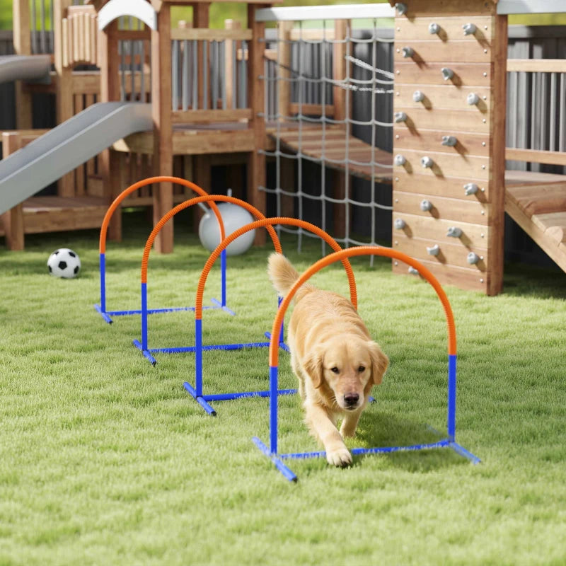 Dog Agility Training Equipment, 4 PCS Obstacle Course with Carrying Bag for Old Dogs, for Backyard, Outdoor, Blue