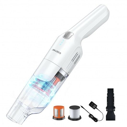 Lightweight Handheld Vacuum Cleaner Cordless Battery Powered Vacuum-White - Free Shipping