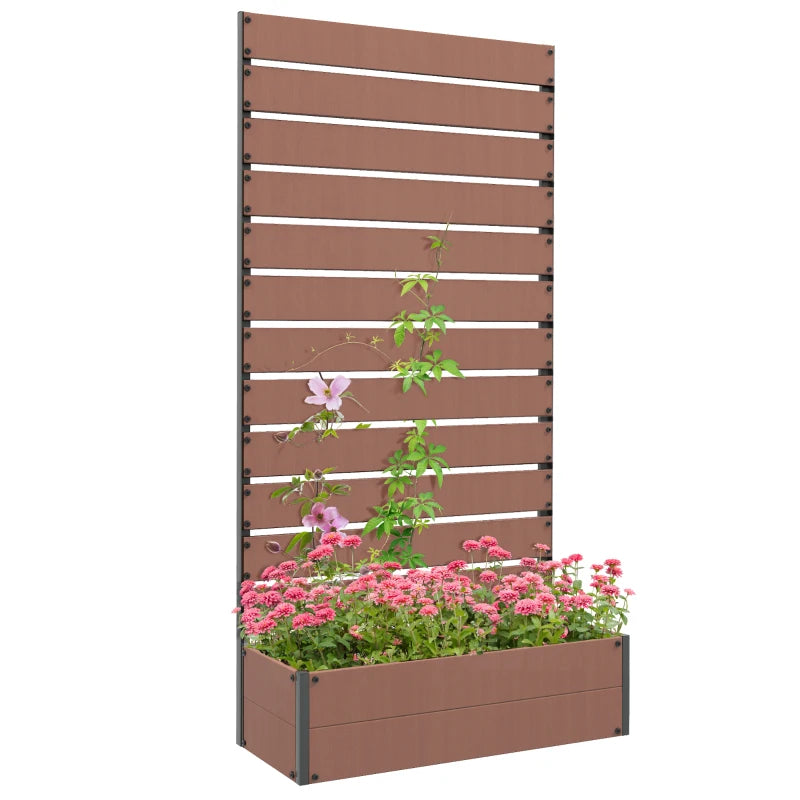 Trellis Planter for Climbing Plants, Raised Garden Bed with Trellis, Planter Box for Outdoor Garden, Light Brown