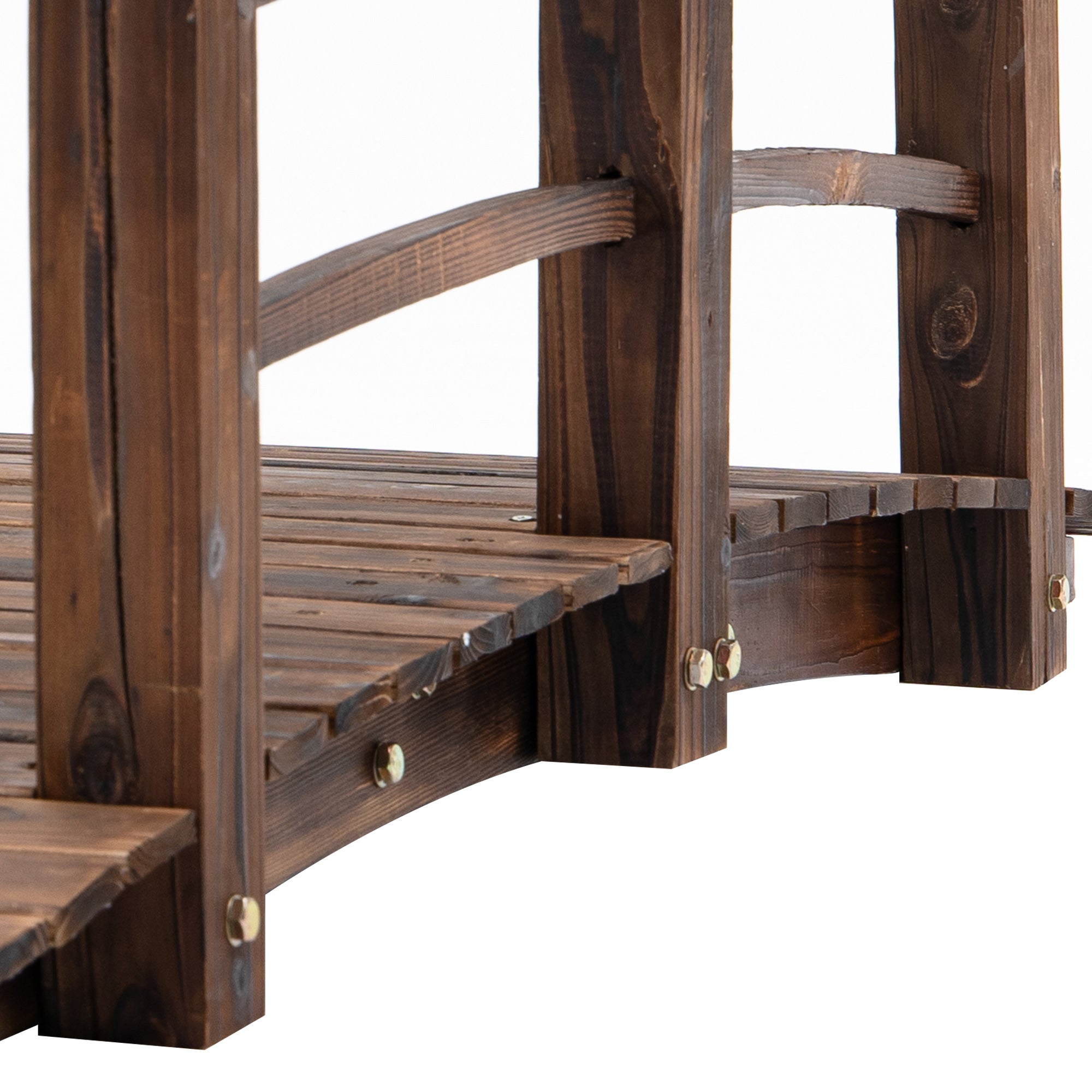 Outsunny 5FT Wooden Garden Bridge Outdoor Decorative Landscape Side Rails Moon Bridge Stained 