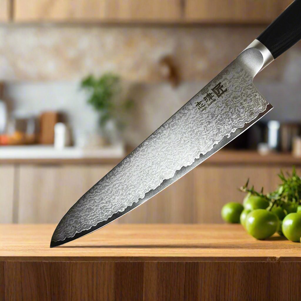 Miyako SUS 210mm Gyuto Knife | 33 Layer Damascus Steel Blade – Made in Japan 