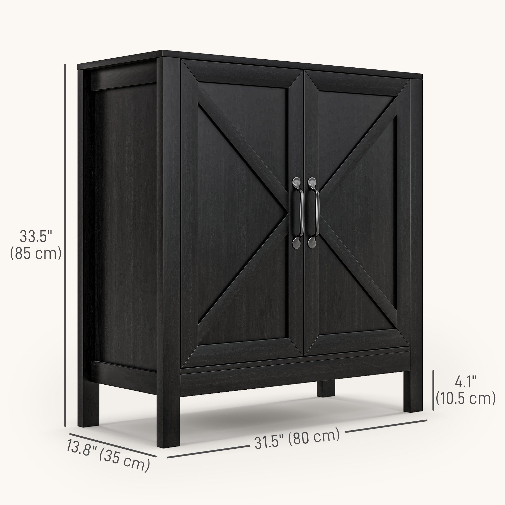 HOMCOM Sideboard Buffet Kitchen Pantry Cabinet Barn Door Adjustable Shelves Storage Pantry Black Oak 