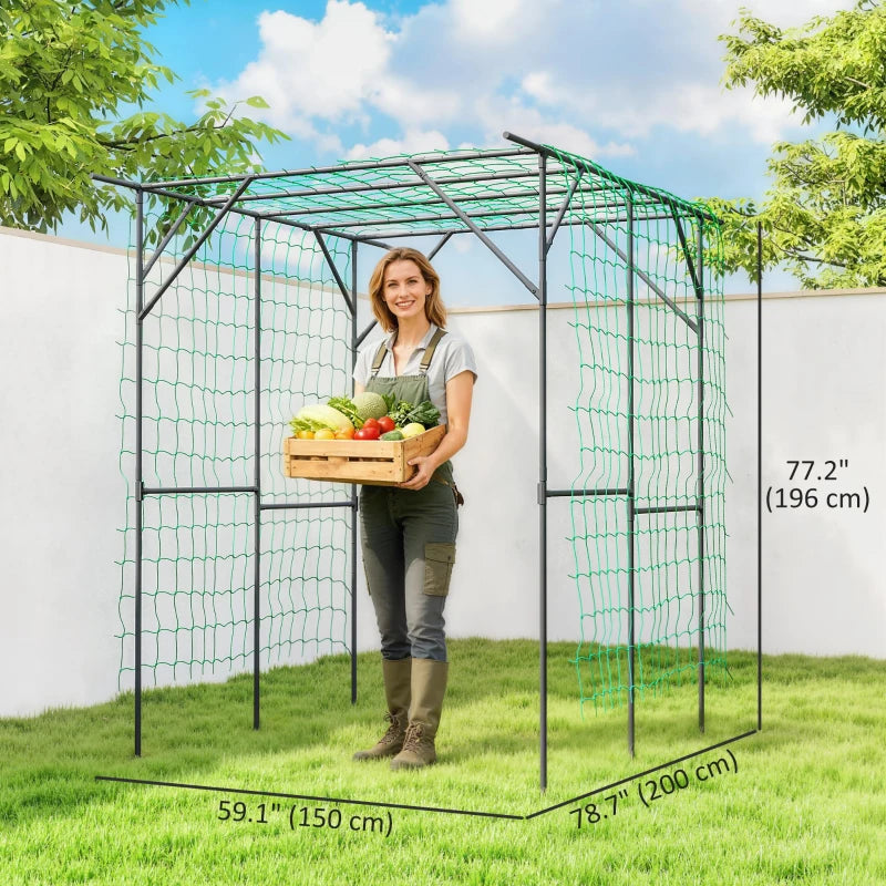 Garden Arch Trellis, 6.4FT Tall Metal Plant Support Trellis Archway with Climbing Net for Climbing Plants