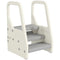 Qaba Adjustable Height Toddler Step Stool with Handle & Foot Pads, Grey