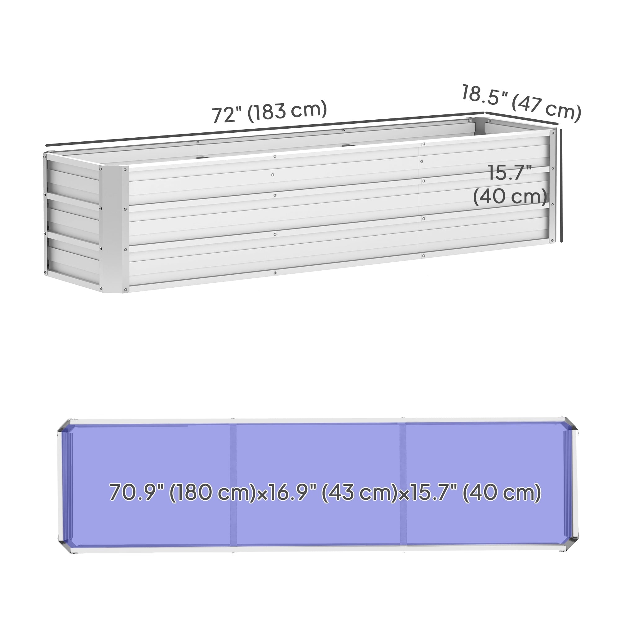 Outsunny Galvanized Raised Garden Bed, Elevated Large Metal Planter Box w/ Install Gloves for Backyard, Patio to Grow Vegetables, Herbs, and Flowers, Silver 