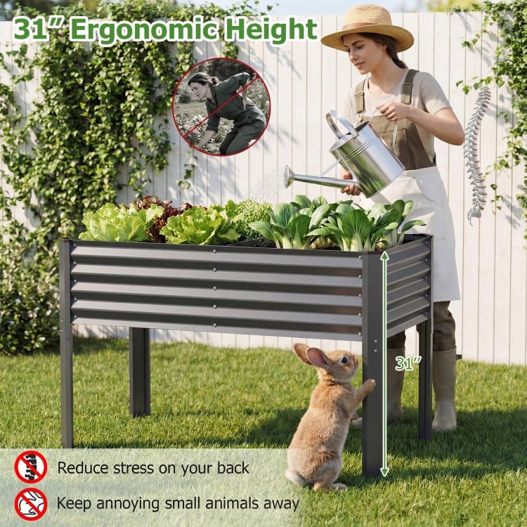 Galvanized Raised Garden Bed with Legs 46" x 24" x 31" Metal Elevated Planter Box-Gray
