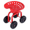 Garden Rolling Workseat with 360° Swivel Seat and Adjustable Height-Red