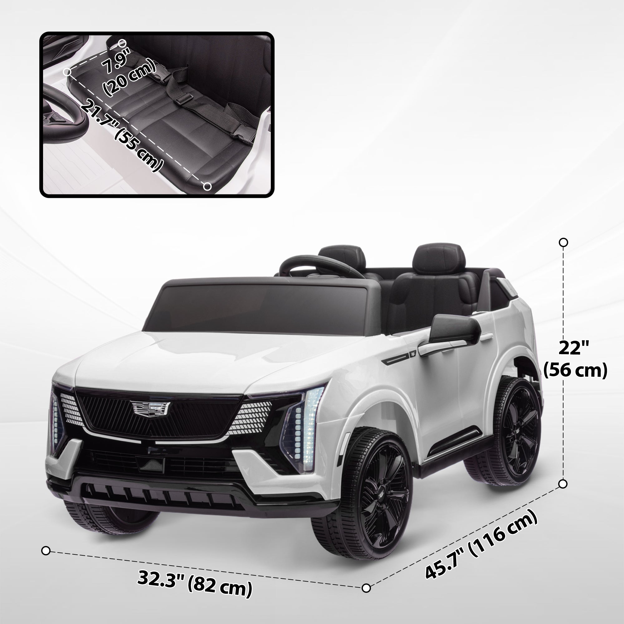 Qaba 2-Seater Ride on Truck, 12V Cadillac Escalade Licensed Kids Electric Car with Remote , Spring Suspension, White 