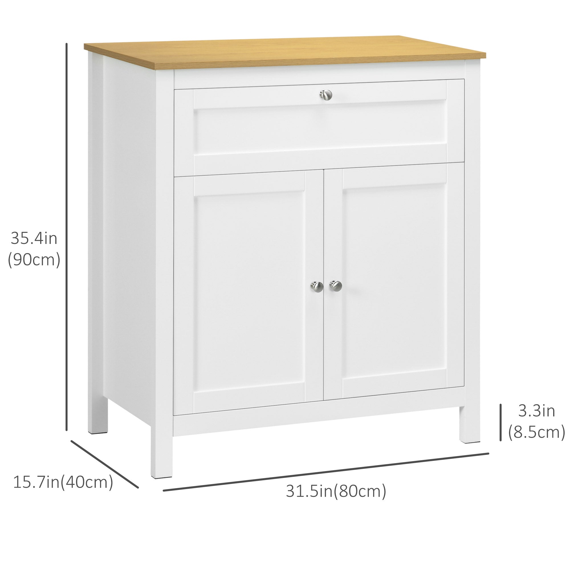 HOMCOM Chic White Buffet Sideboard: Table with Drawer, Double Doors & Adjustable Shelf for Living Rooms & Entryways 