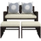 Outsunny 3 Pieces PE Rattan Patio Furniture Wicker Conversation Sofa Sets w/ Multi-functional Footstools and Two Pillows, Beige